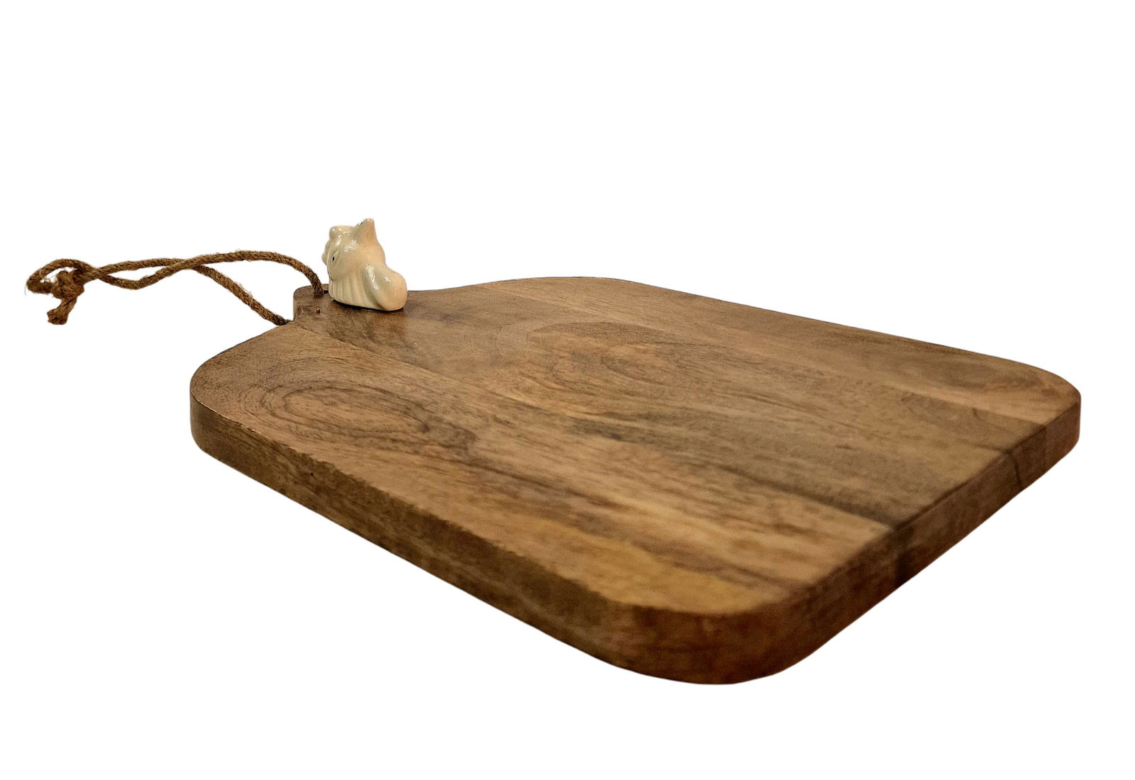 Small Mango Wood Chopping Board with Ceramic Chicken Head Small Mango Wood Chopping Board with Ceramic Chicken Head