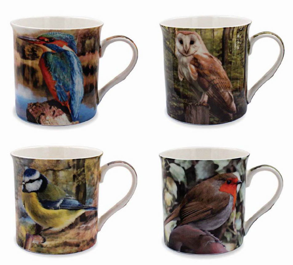 Set Of 4 Birds Mugs
