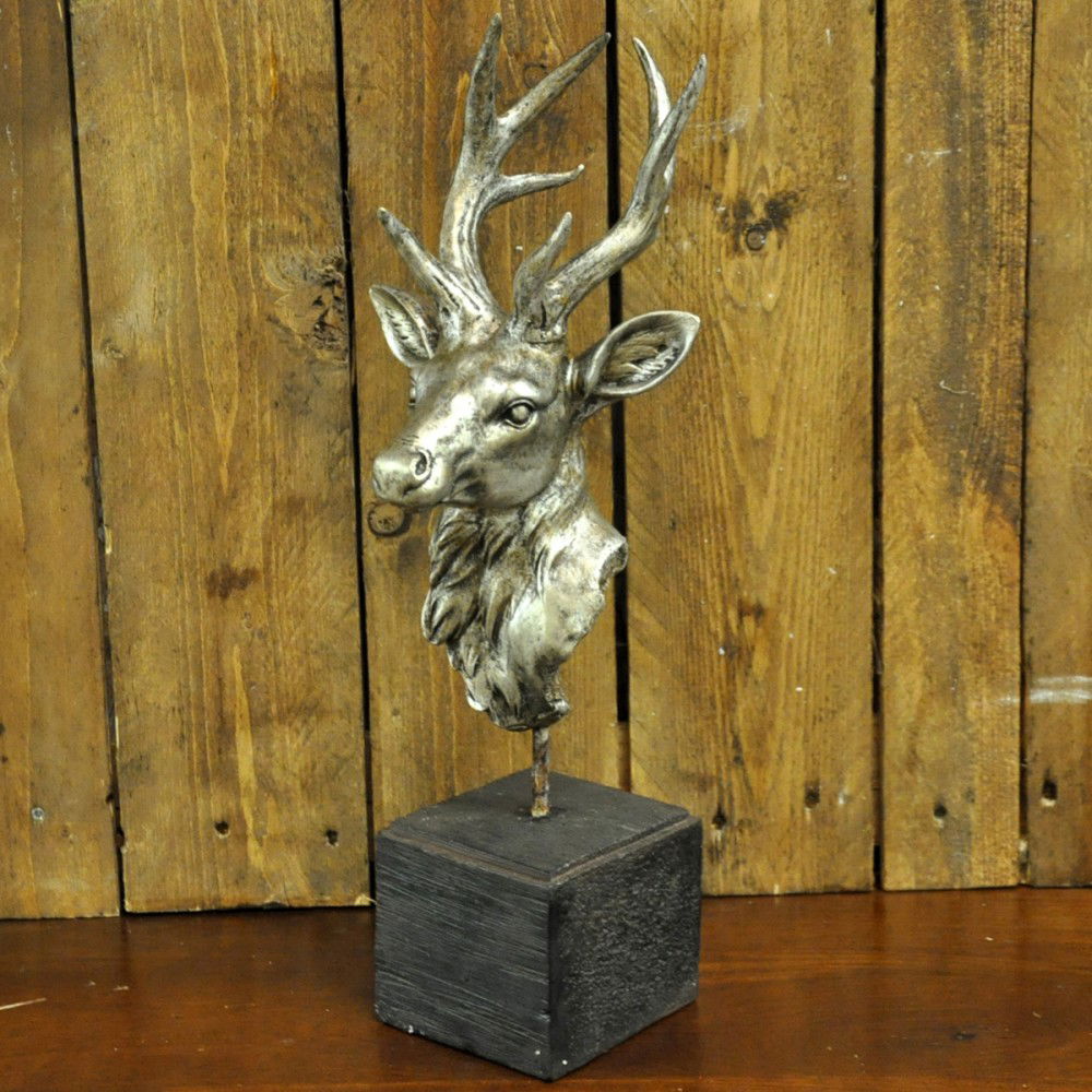 Antique Silver Deer on Stand