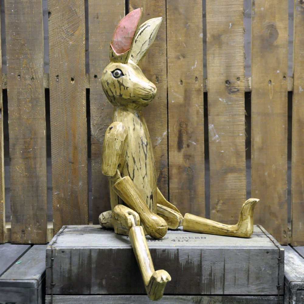Antiqued Wooden Hare Puppet