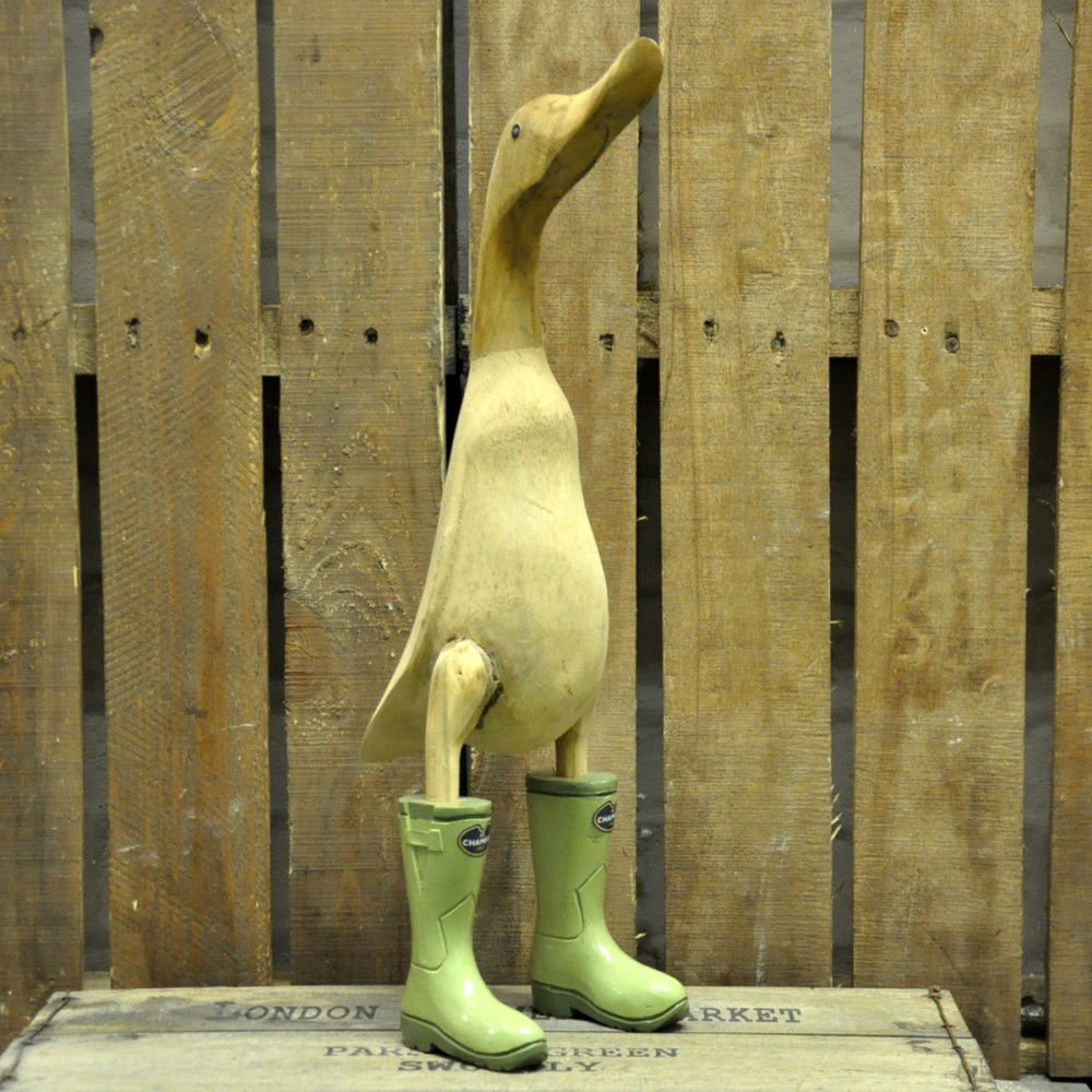 Ornamental Wooden Duck Chameau Wellies
