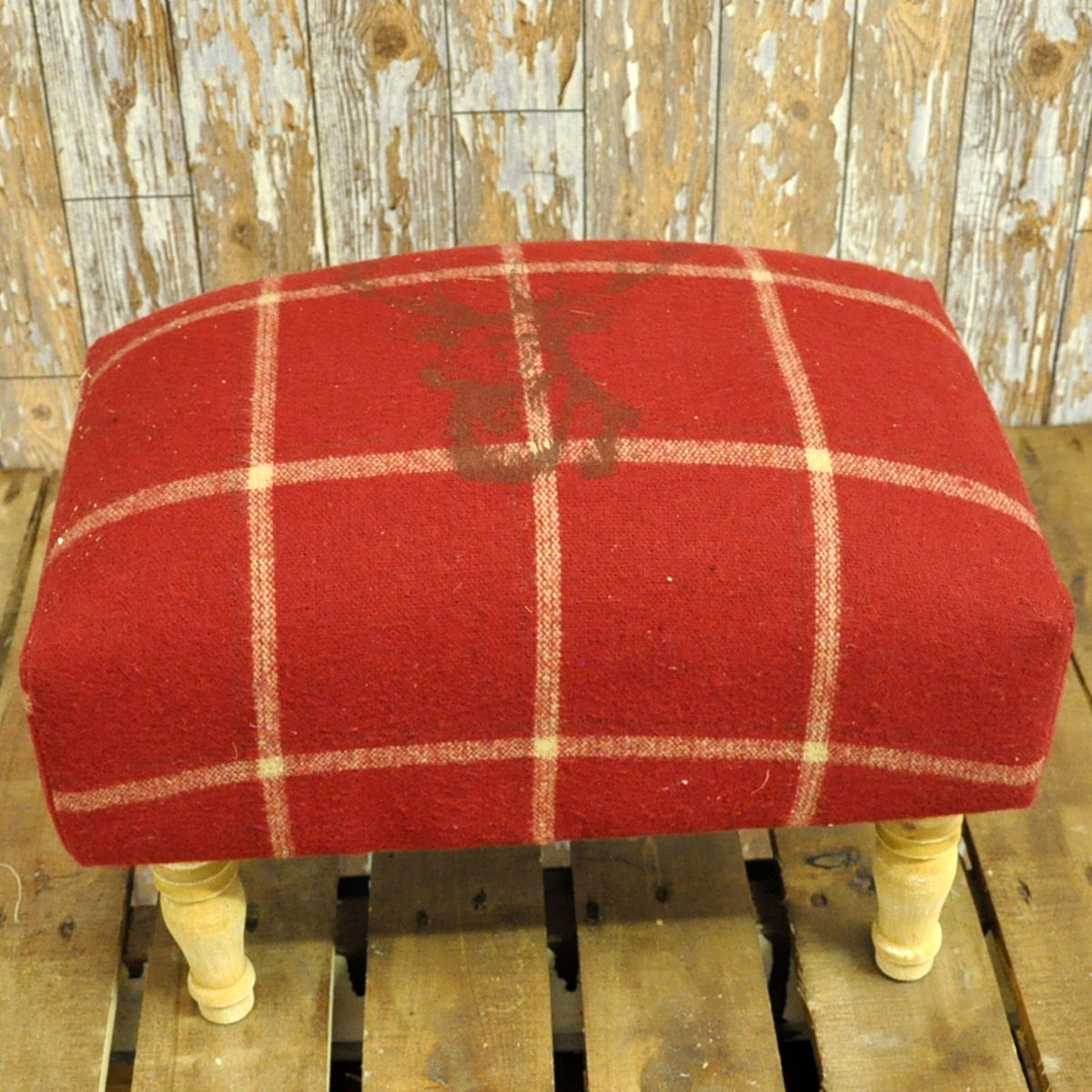 Red Stags Head Footstool